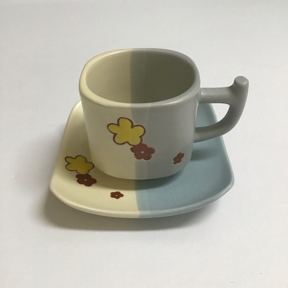 Japanese Pottery Espresso Coffee Cup & Saucer Tea Cup Mod Cherry Blossom Floral - Picture 9 of 15